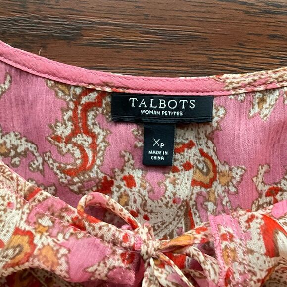Talbots Career Tank Top Women’s Petite Pink Paisley Sheer Size Xp - Picture 3 of 5